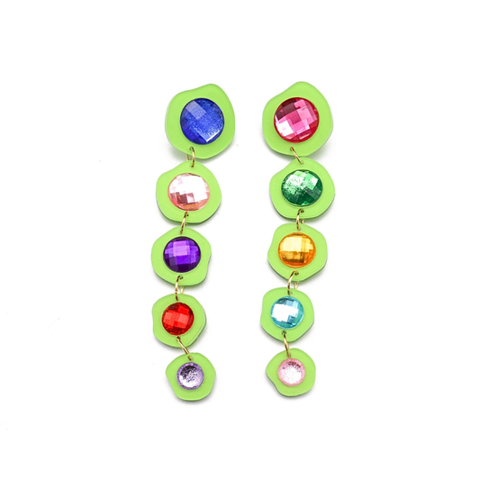 Chartreuse Gem Long Drop Earrings
