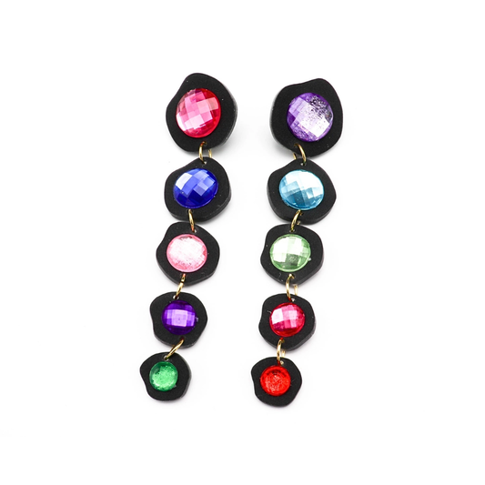 Ink Gem Long Drop Earrings