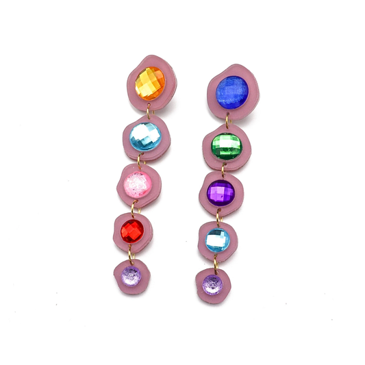 Lilac Gem Long Drop Earrings