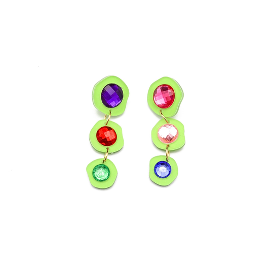 Chartreuse Gem Short Drop Earrings