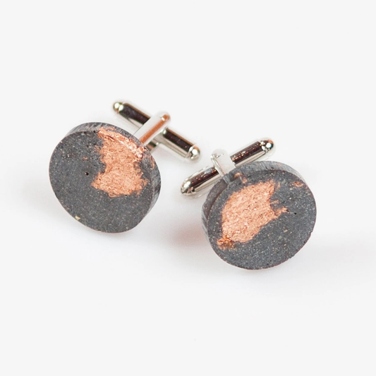 Copper Leaf Concrete Cufflinks
