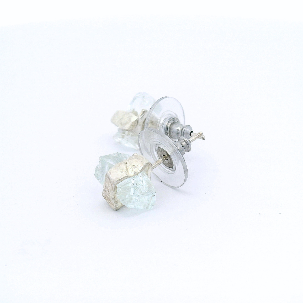 Sterling Silver Bus Stop Glass Stud Earrings