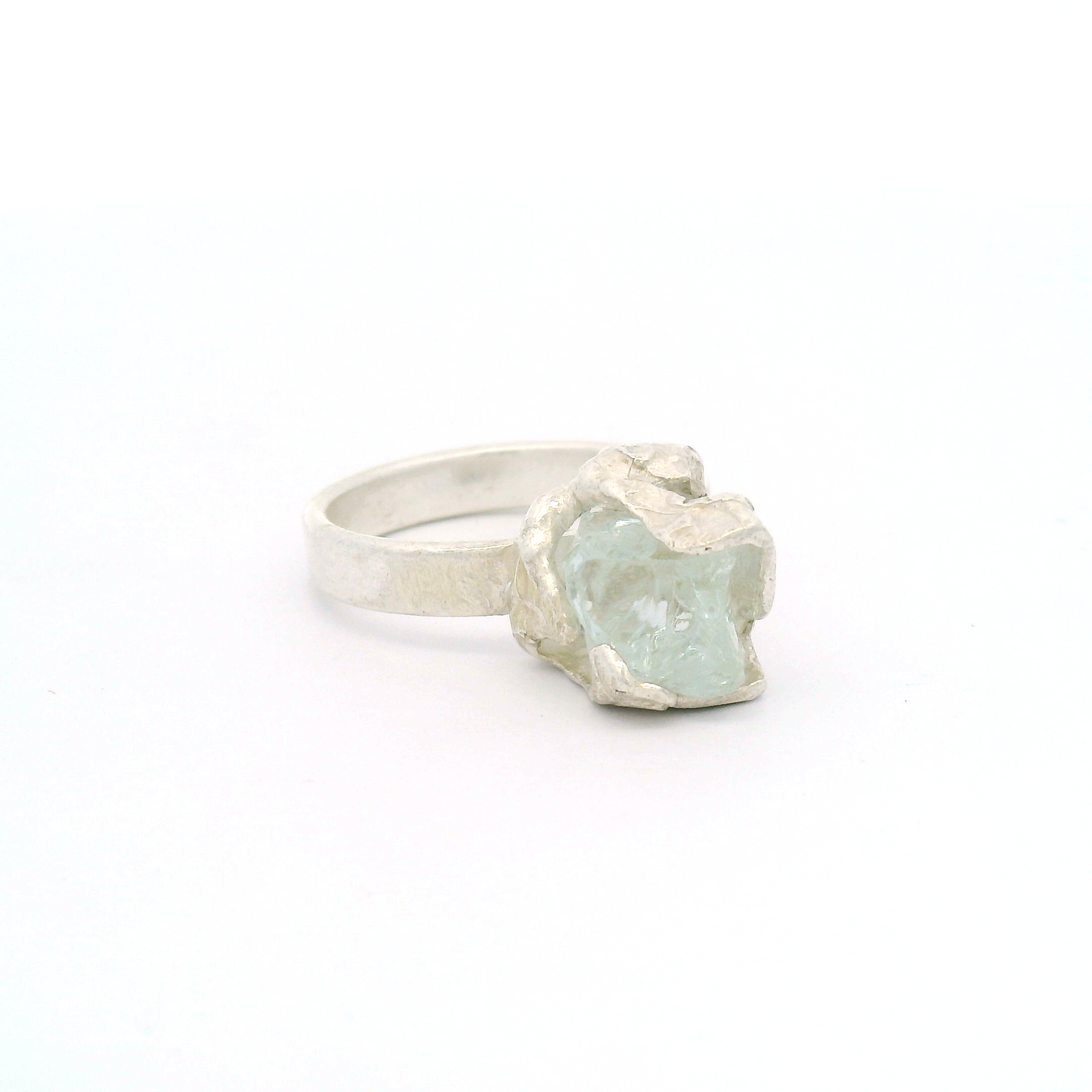 Silver Bus Stop Glass Ring Size 9