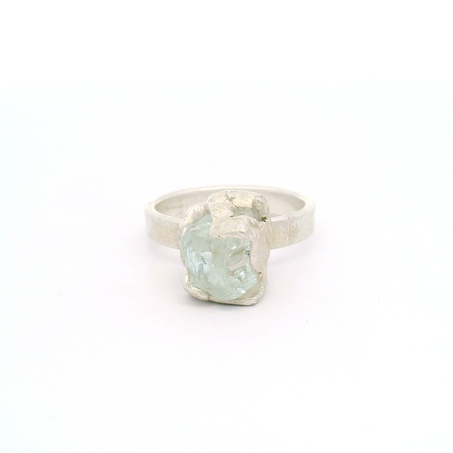 Silver Bus Stop Glass Ring Size 9