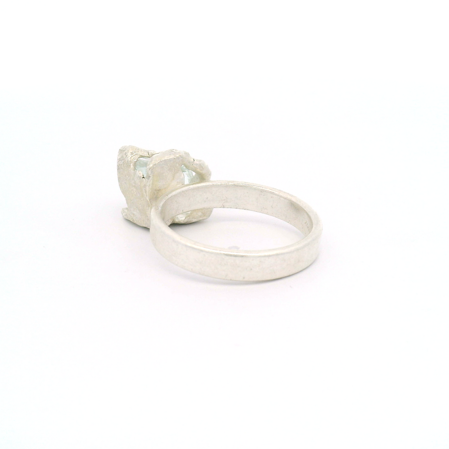 Silver Bus Stop Glass Ring Size 9