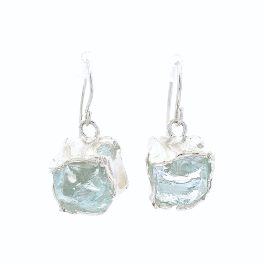 Sterling Silver Bus Stop Glass Earrings