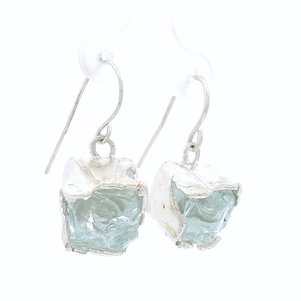 Sterling Silver Bus Stop Glass Earrings