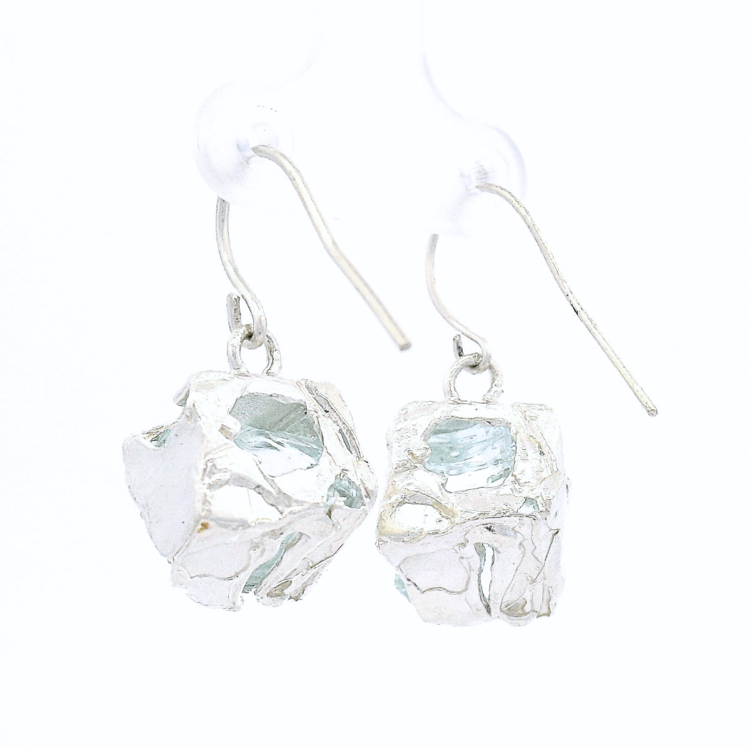 Sterling Silver Bus Stop Glass Earrings