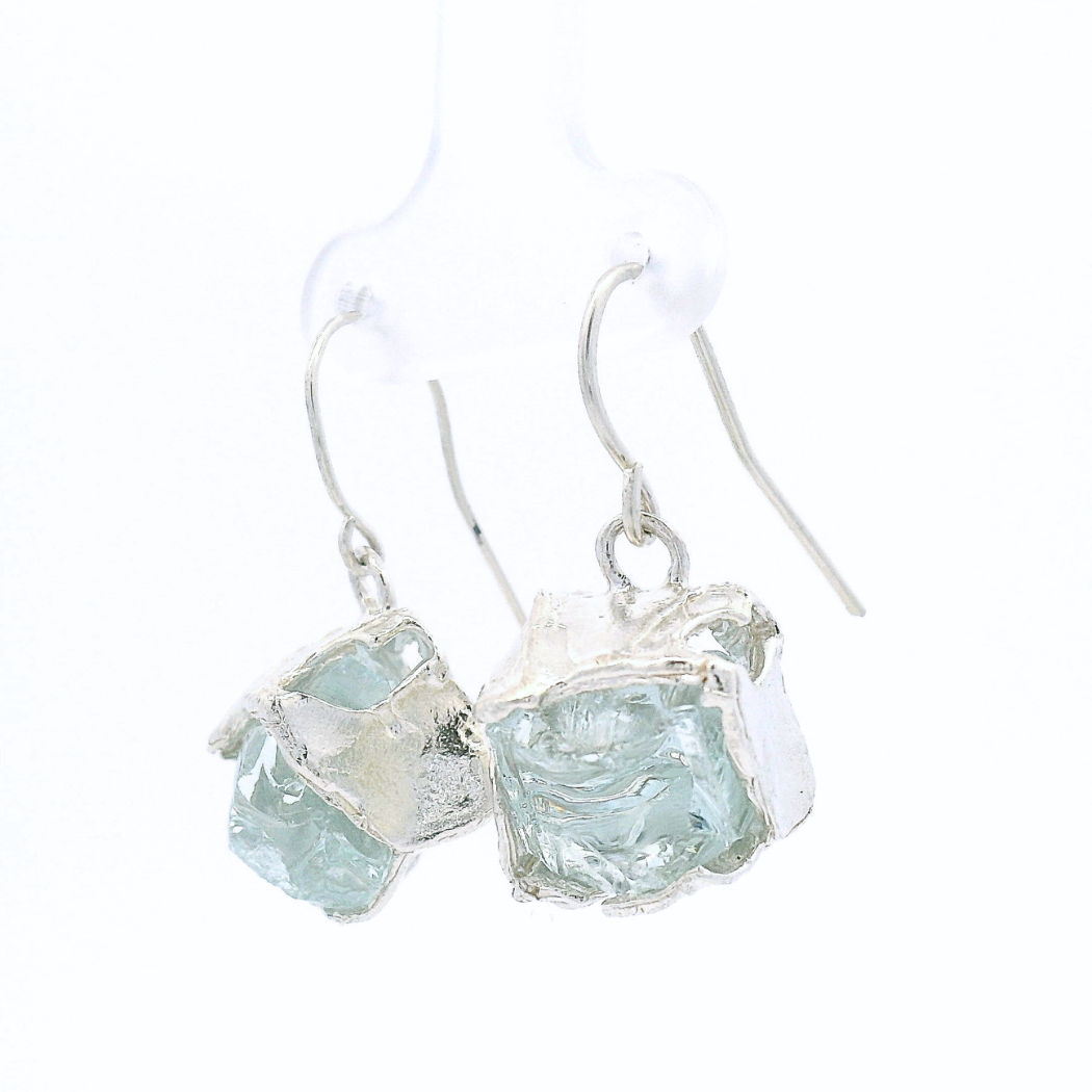 Sterling Silver Bus Stop Glass Earrings