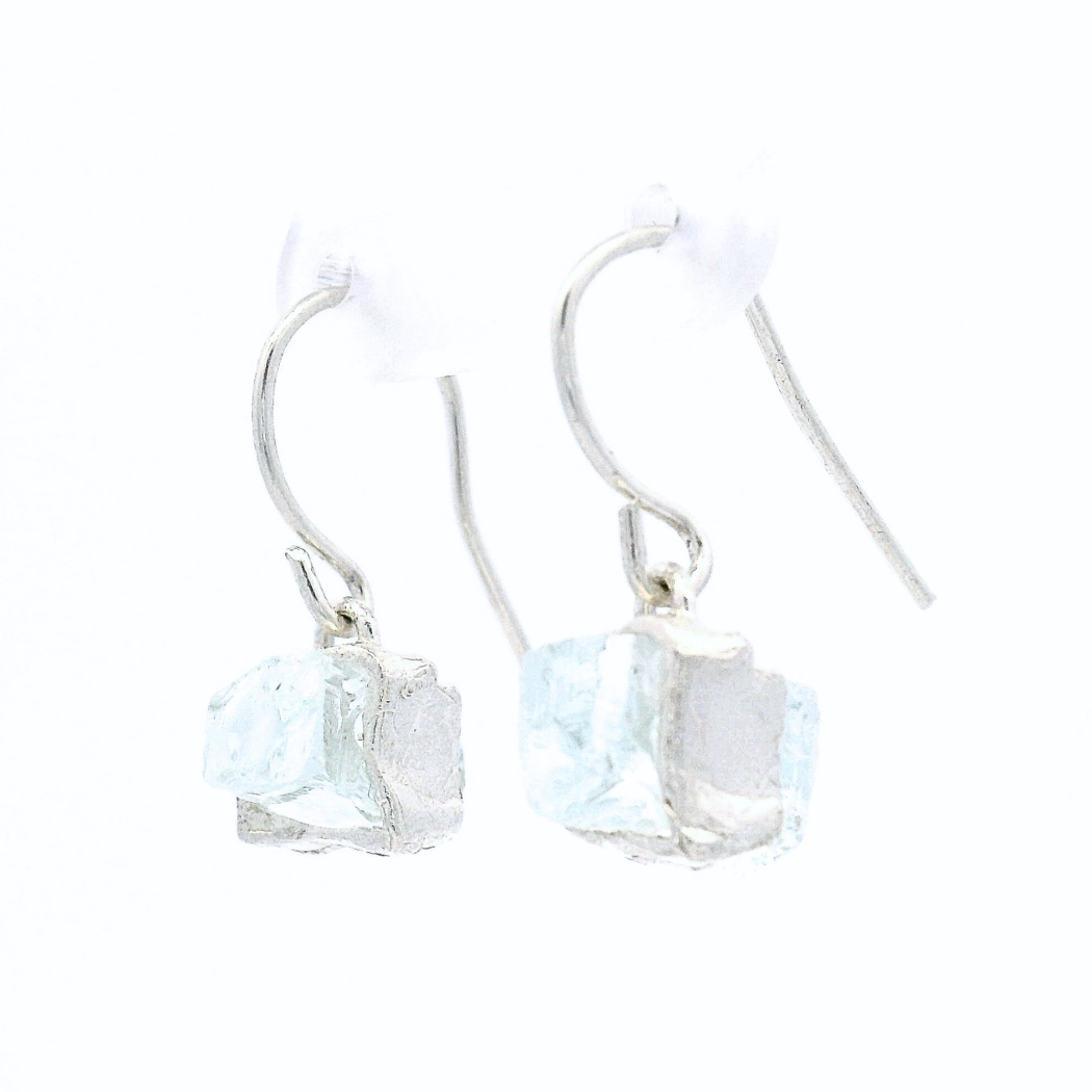 Sterling Silver Short Bus Stop Glass Earrings