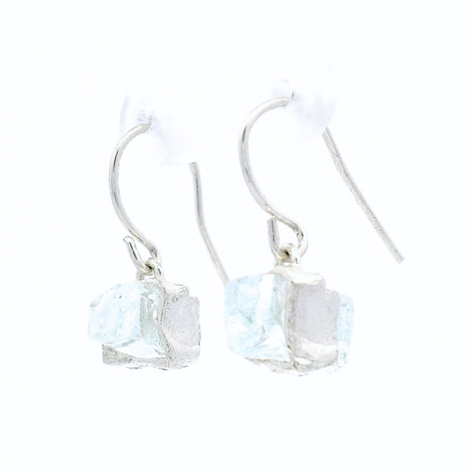 Sterling Silver Short Bus Stop Glass Earrings