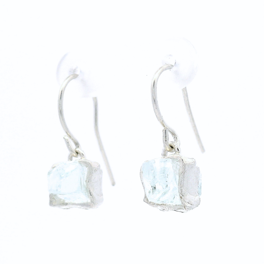 Sterling Silver Short Bus Stop Glass Earrings