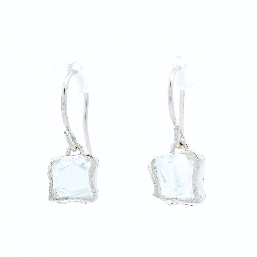 Sterling Silver Short Bus Stop Glass Earrings