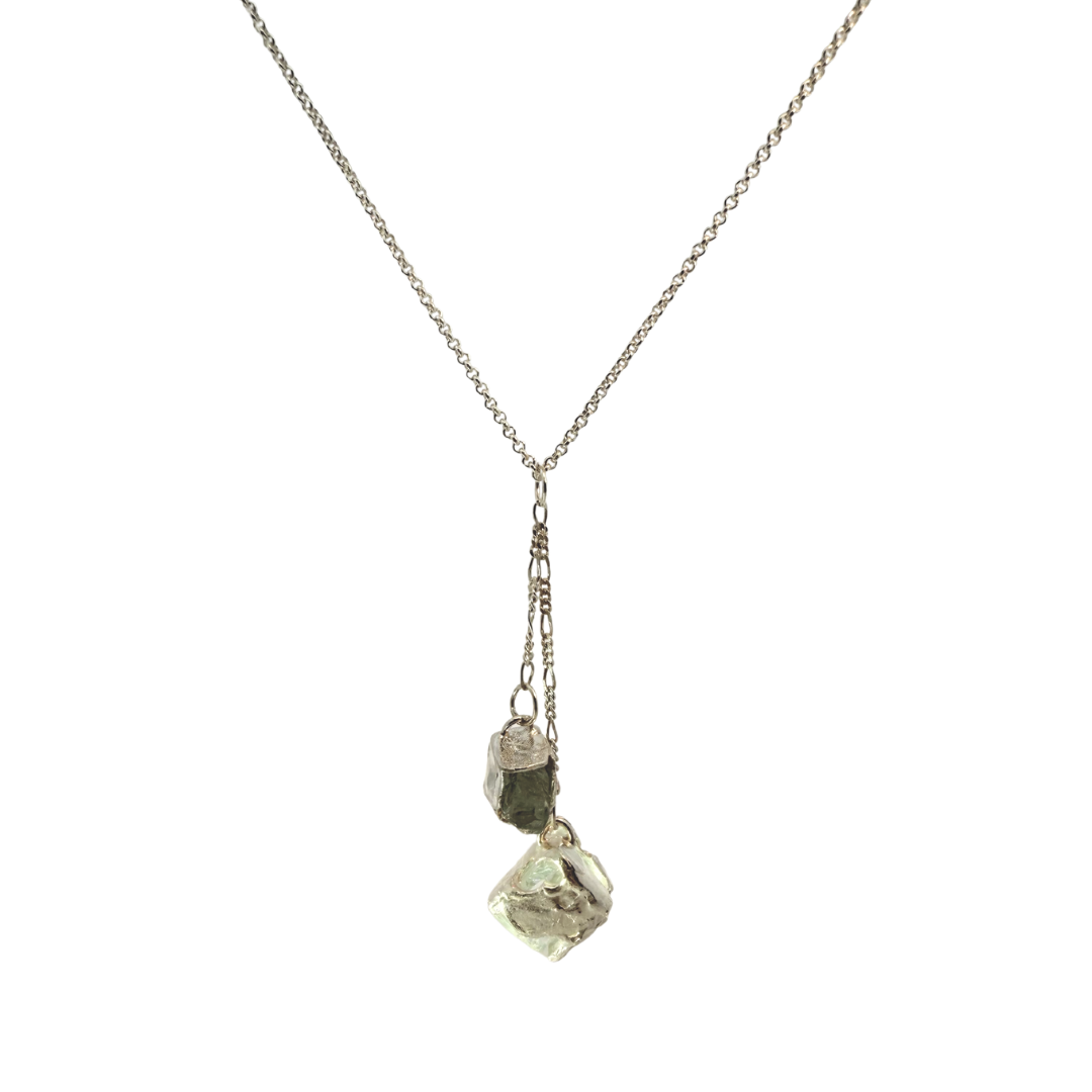 Rough Glass Double Cube Pendant