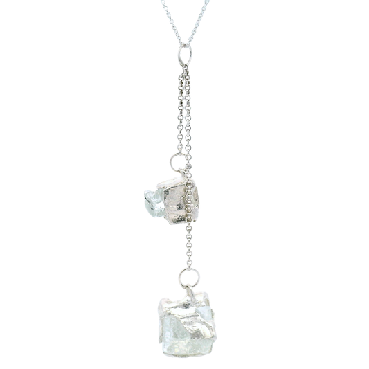 Sterling Silver Bus Stop Glass Double Pendant