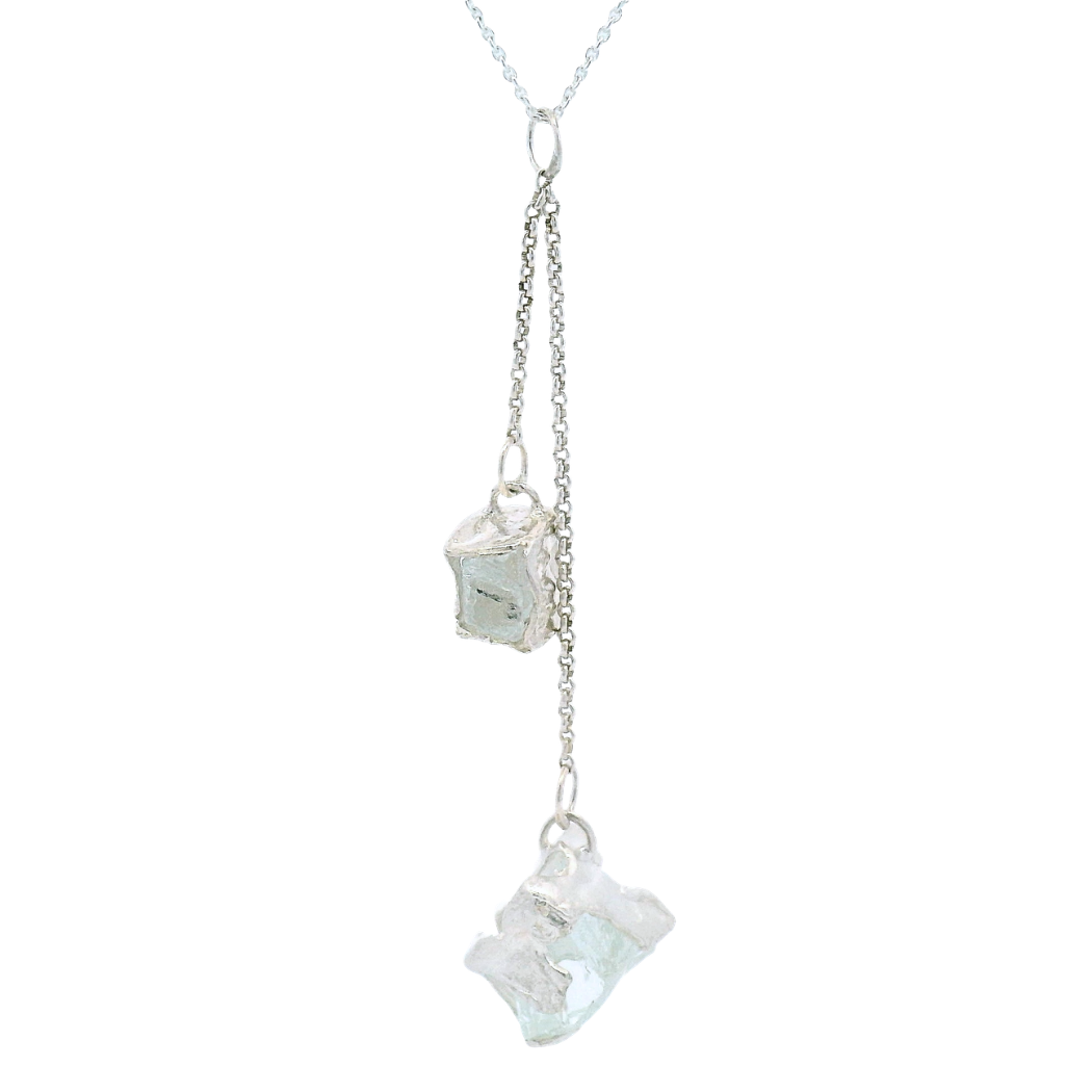 Sterling Silver Bus Stop Glass Double Pendant