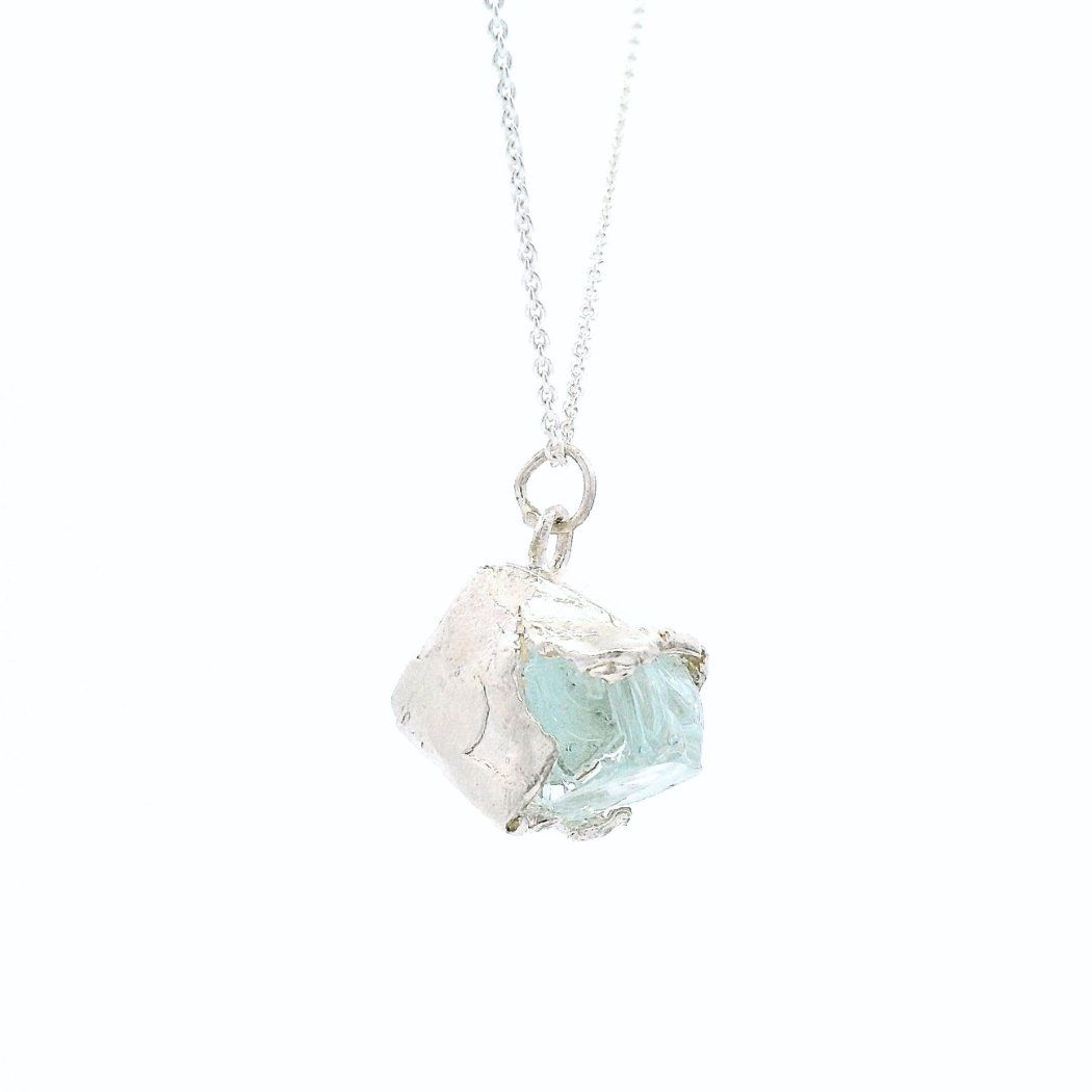 Silver Bus Stop Glass Pendant 24"