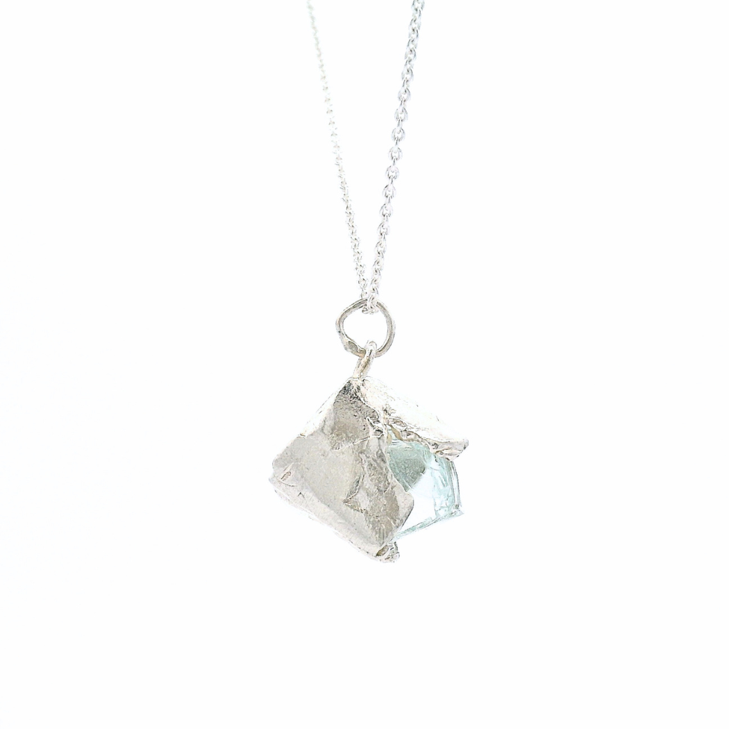Silver Bus Stop Glass Pendant 24"