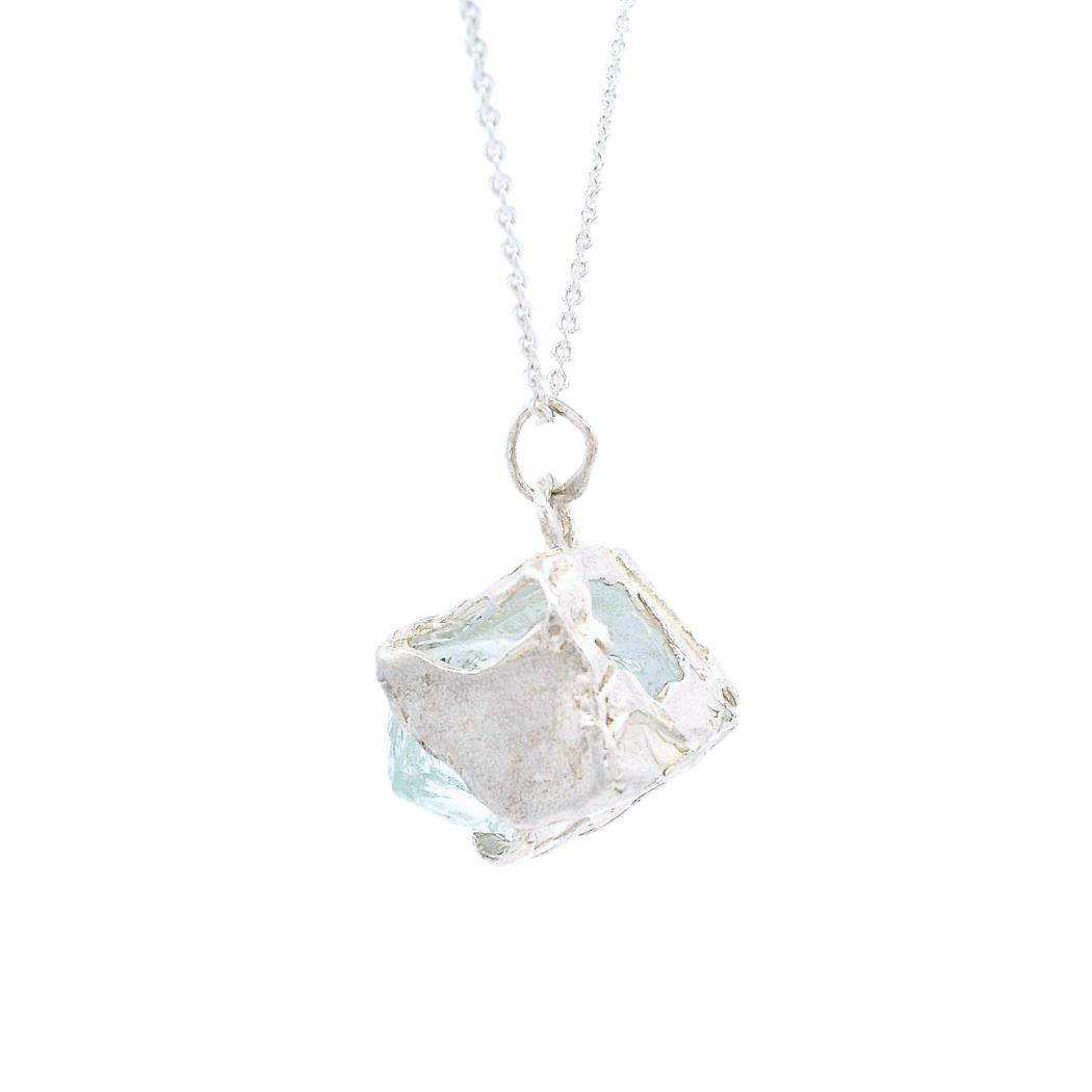 Silver Bus Stop Glass Pendant 24"