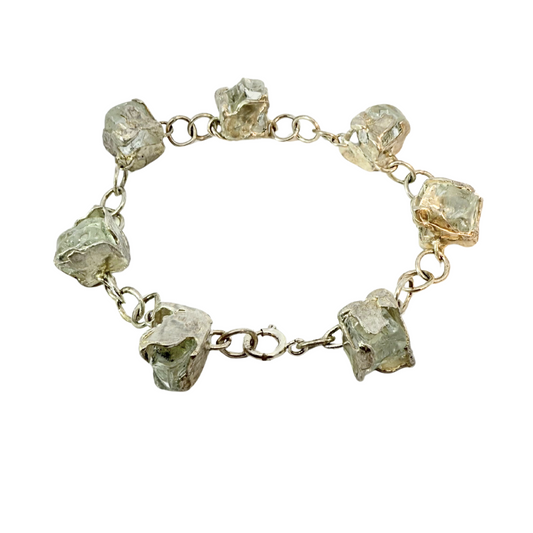 Chunky Charm Bracelet with Rough Glass