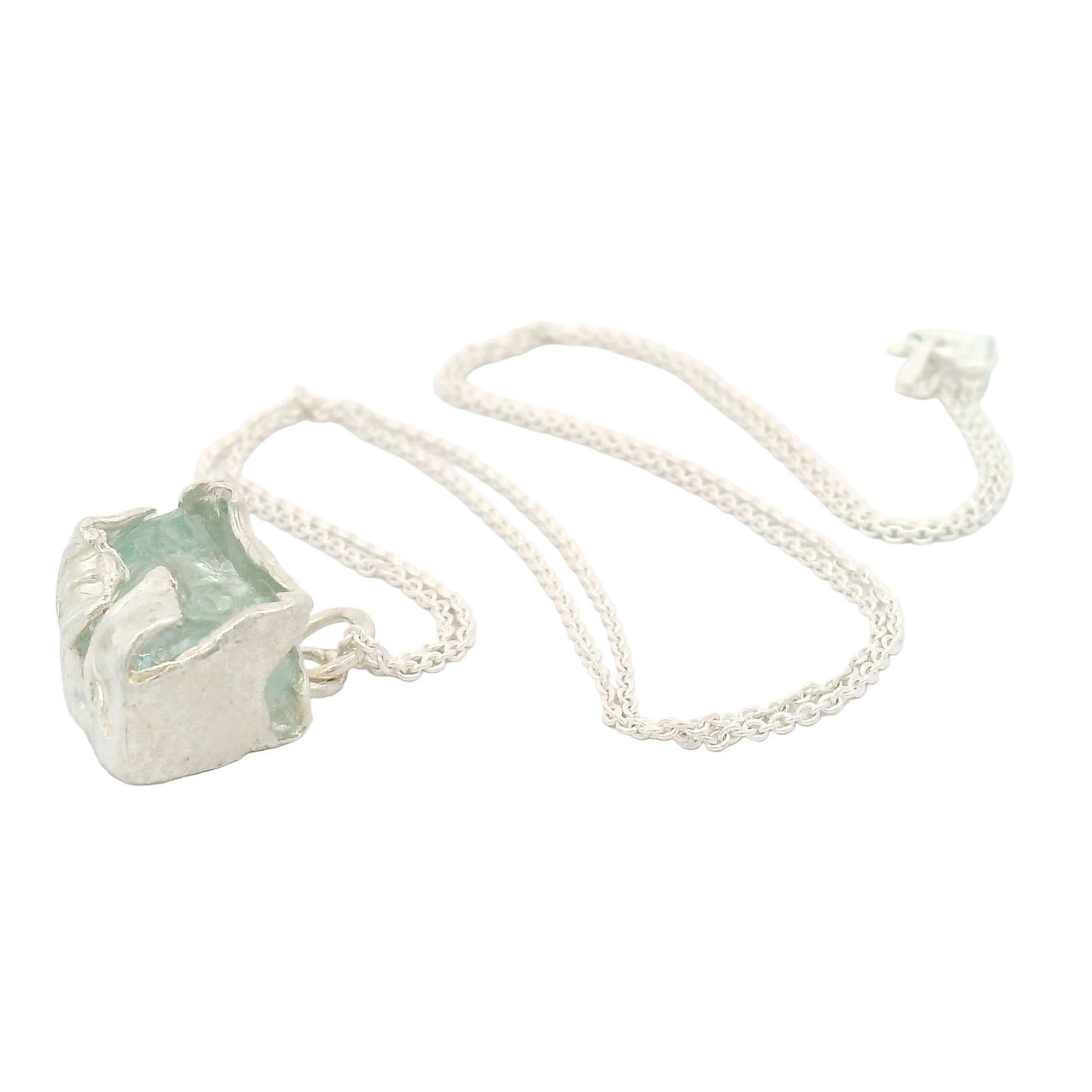 Silver Bus Stop Glass Pendant 18"