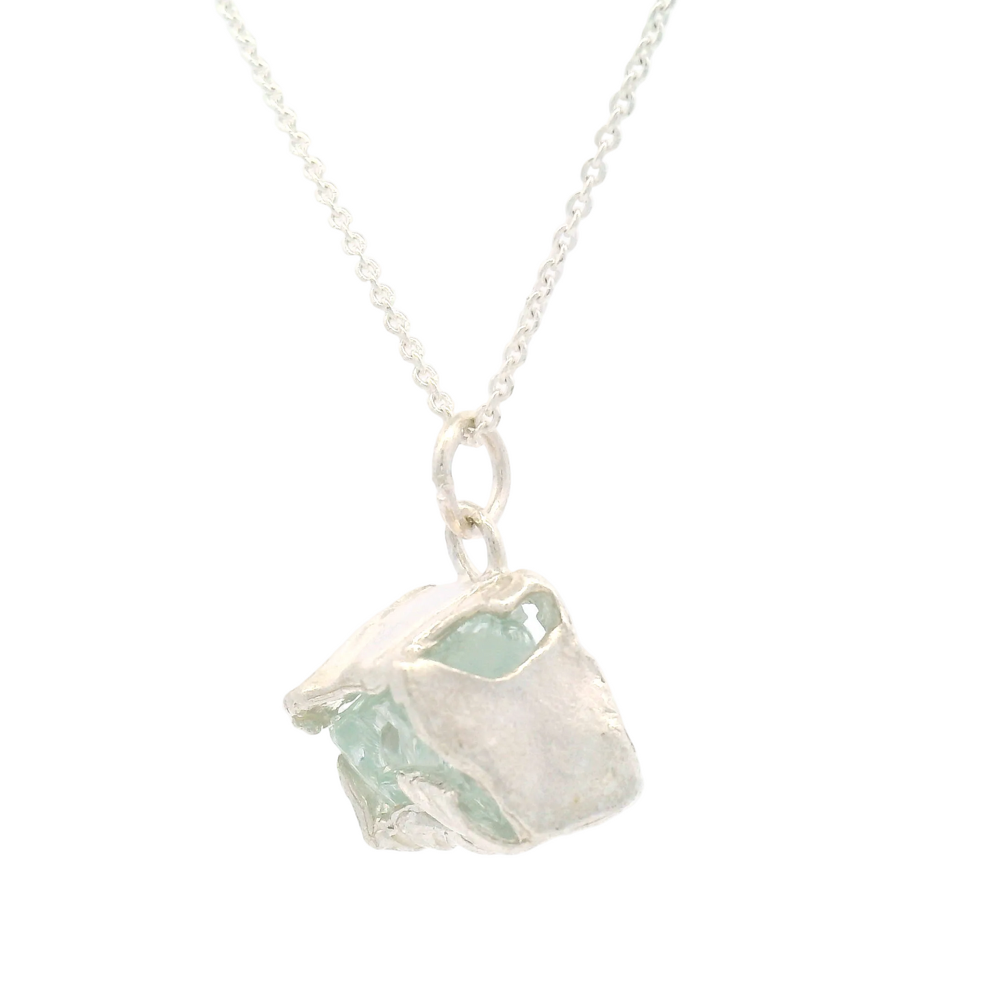 Silver Bus Stop Glass Pendant 18"