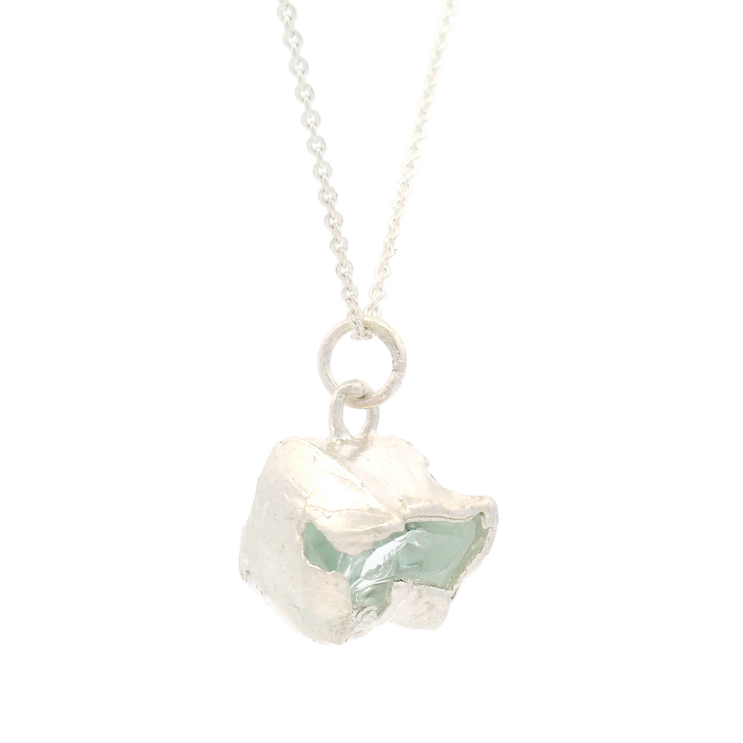 Silver Bus Stop Glass Pendant 18"