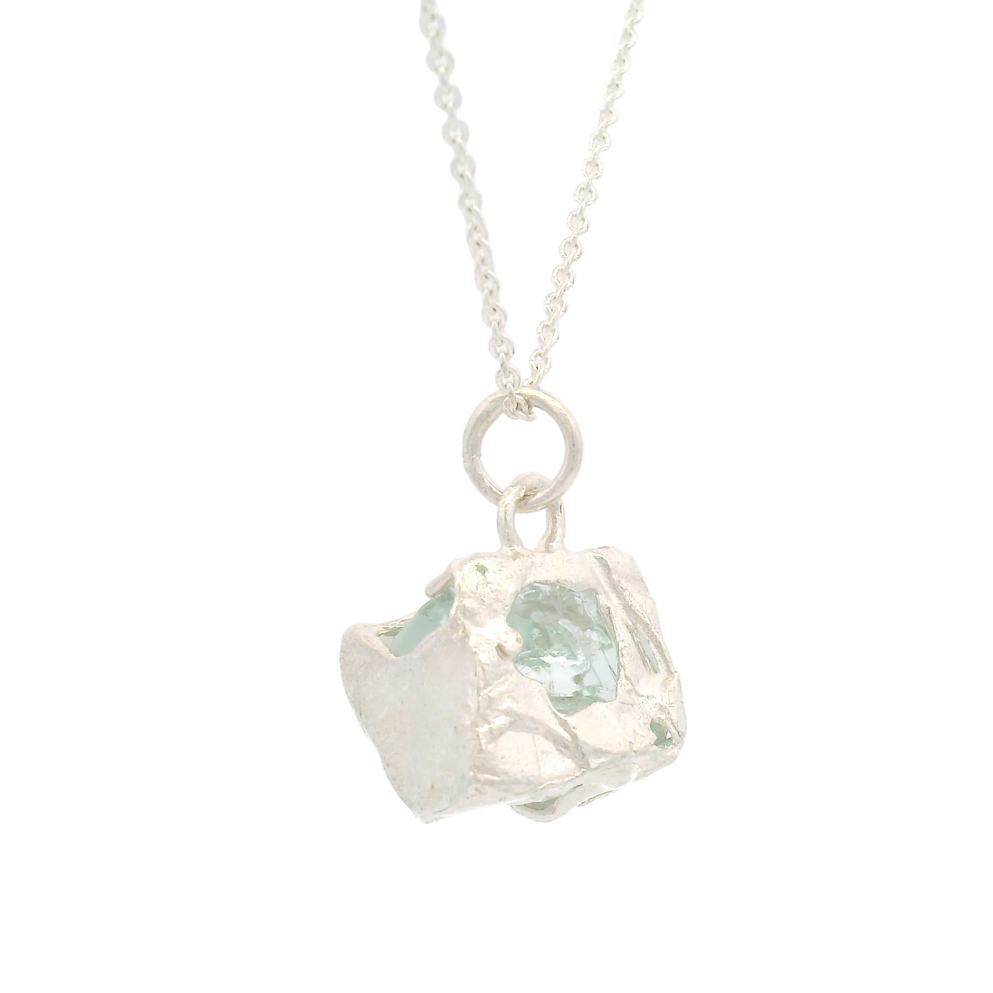 Silver Bus Stop Glass Pendant 18"
