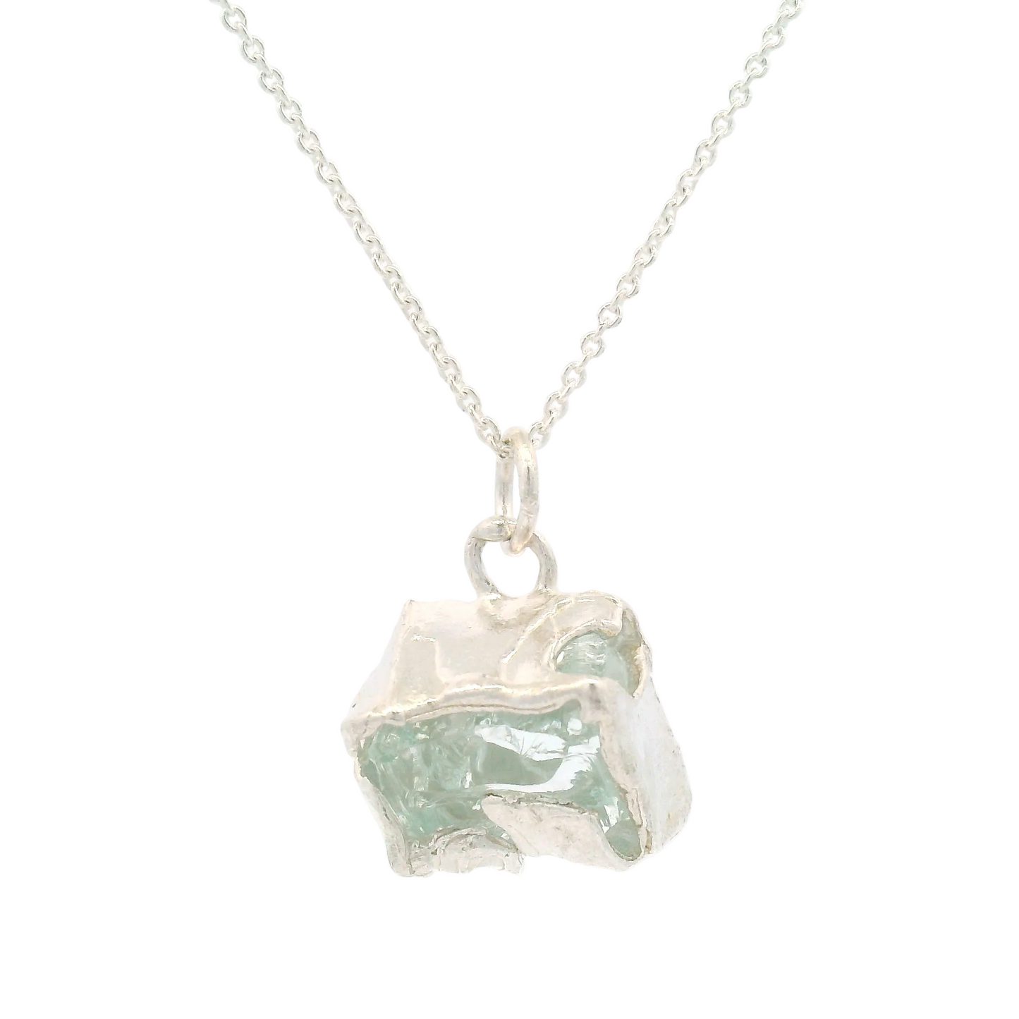 Silver Bus Stop Glass Pendant 18"