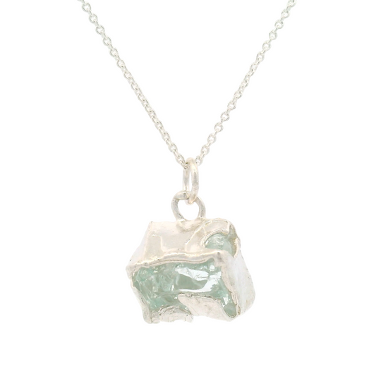 Silver Bus Stop Glass Pendant 18"
