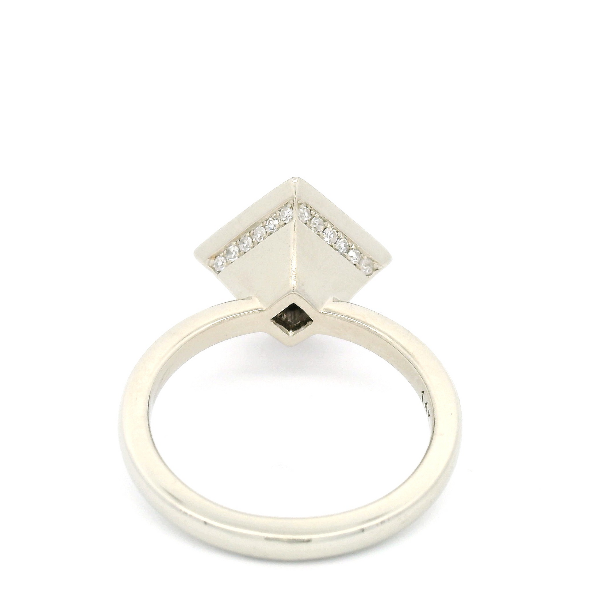 14k White Engagement Ring with 0.63ct Salt & Pepper Rose-Cut Diamond and Accent Diamonds
