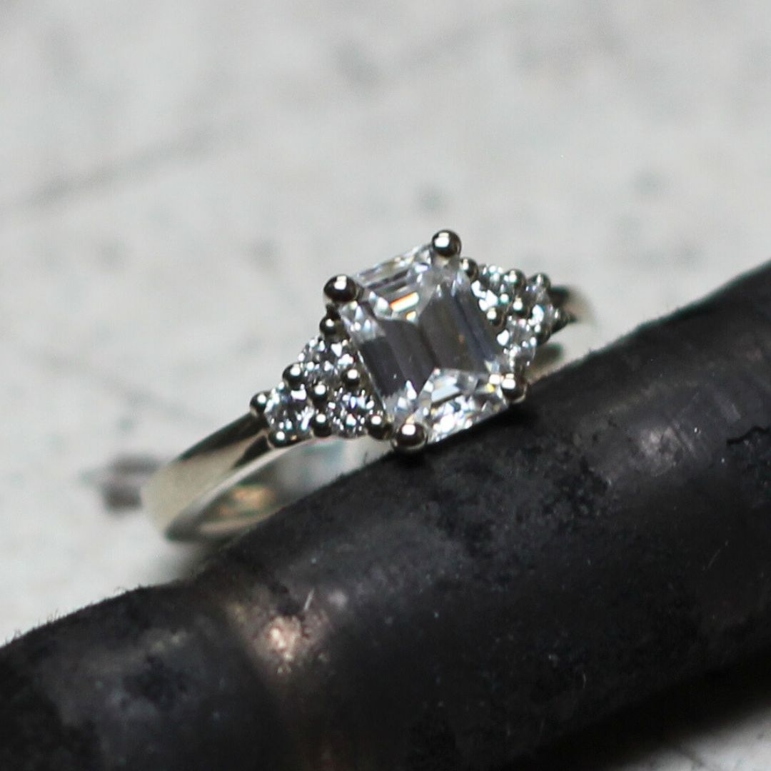Emerald-Cut Moissanite Engagement Ring