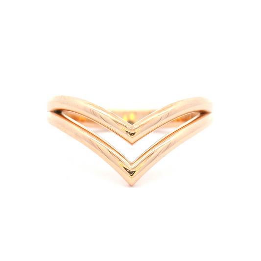 14k Rose Gold Double Chevron Wedding Band