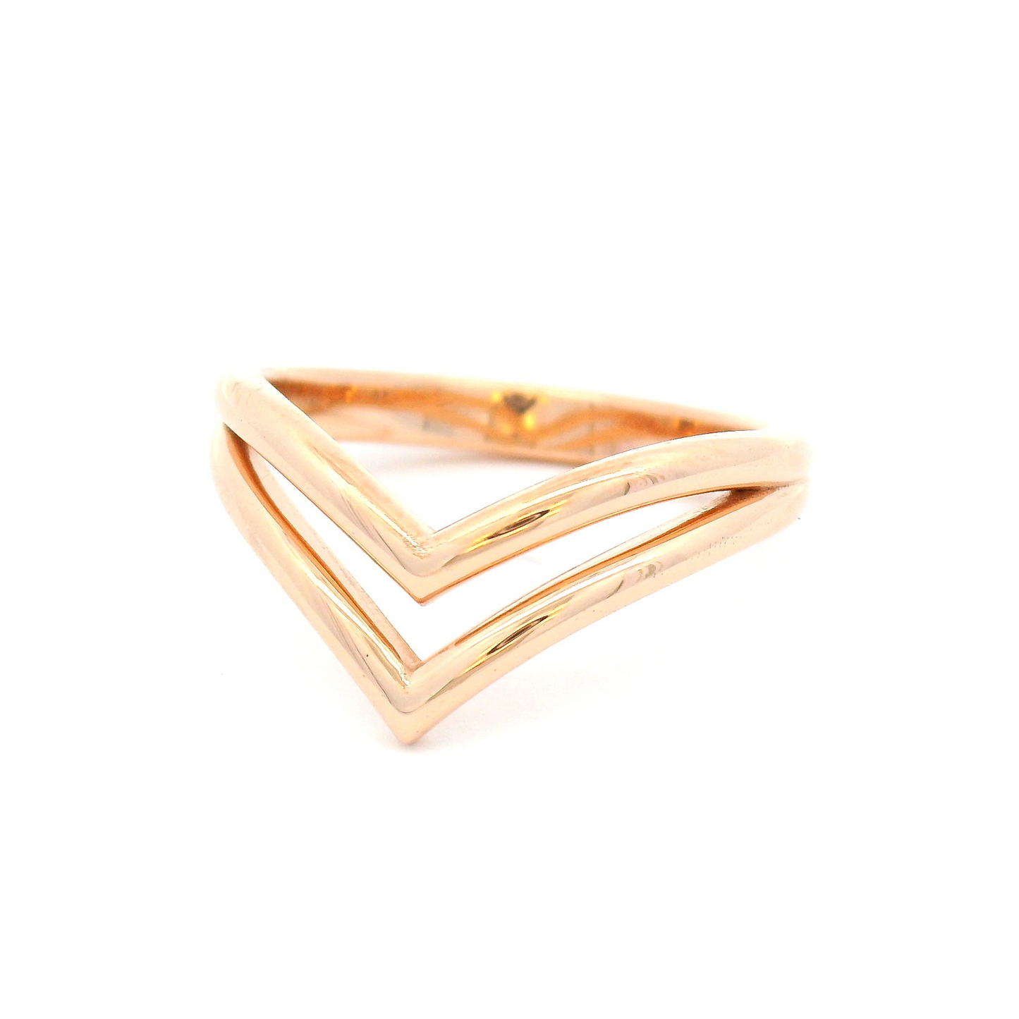 14k Rose Gold Double Chevron Wedding Band