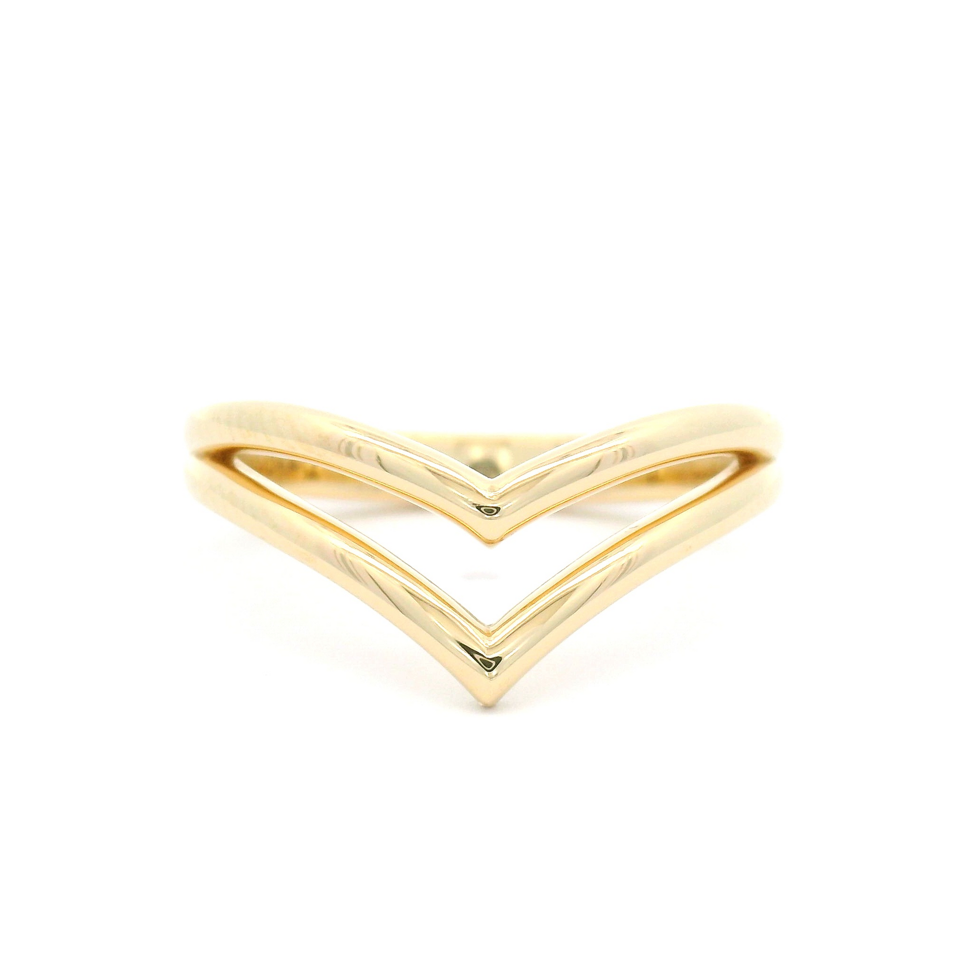 14k Yellow Gold Double Chevron Wedding Band