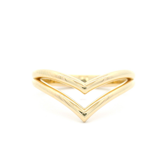14k Yellow Gold Double Chevron Wedding Band