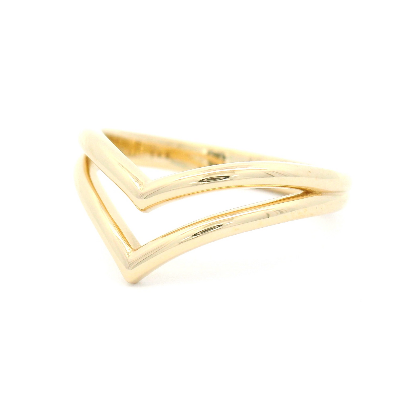 14k Yellow Gold Double Chevron Wedding Band