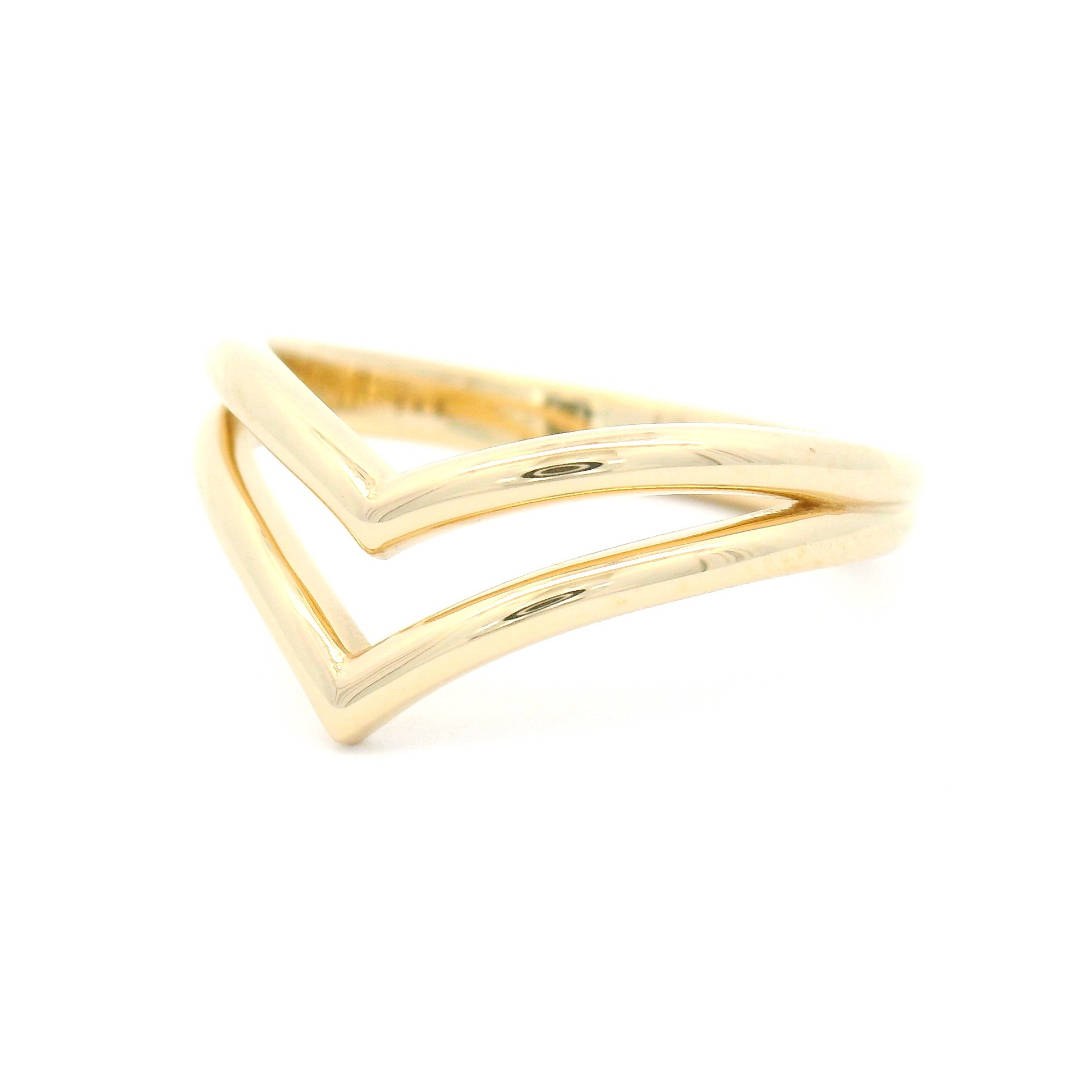 14k Yellow Gold Double Chevron Wedding Band