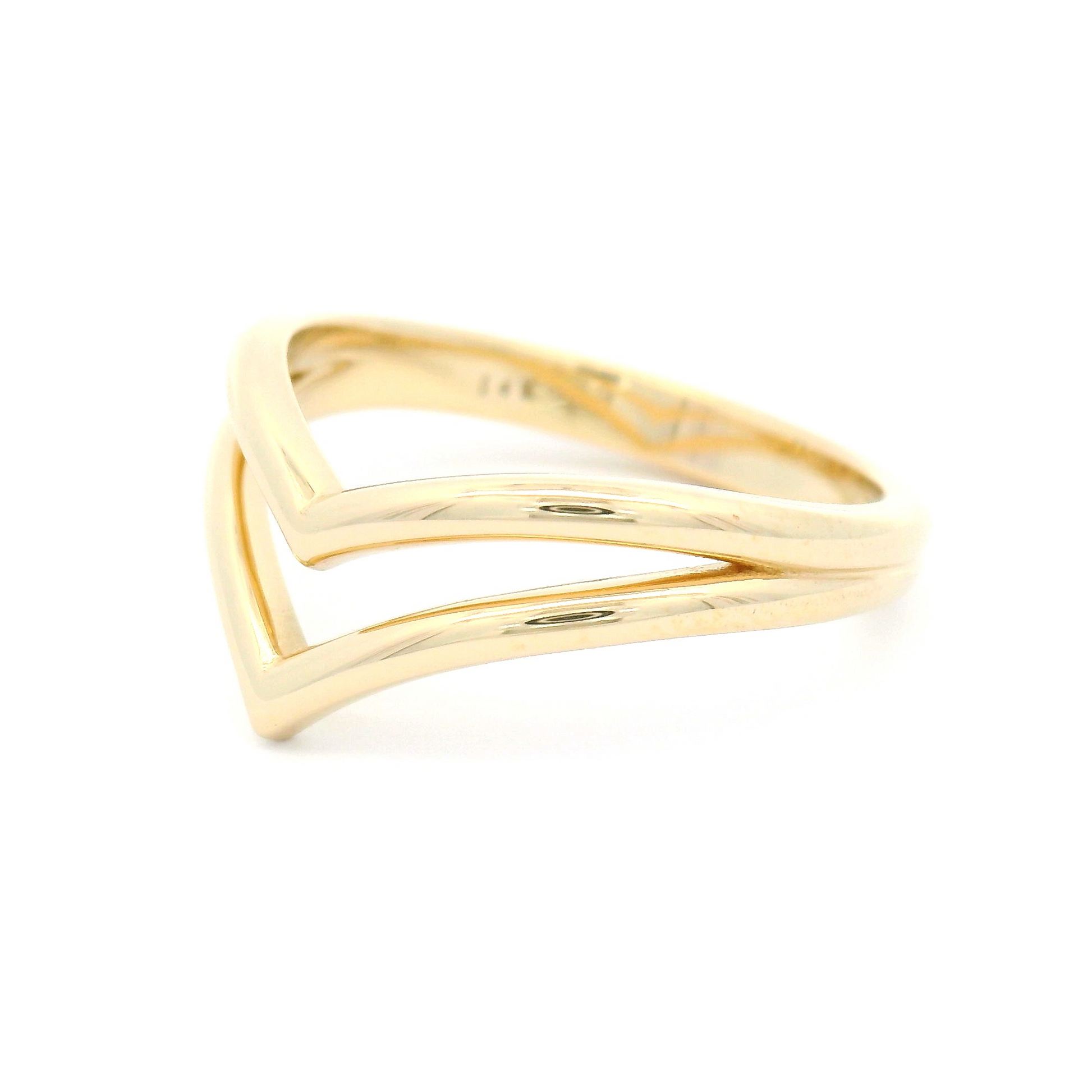 14k Yellow Gold Double Chevron Wedding Band