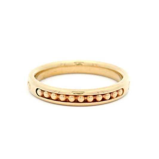 10k Yellow Inlayed Beaded Band