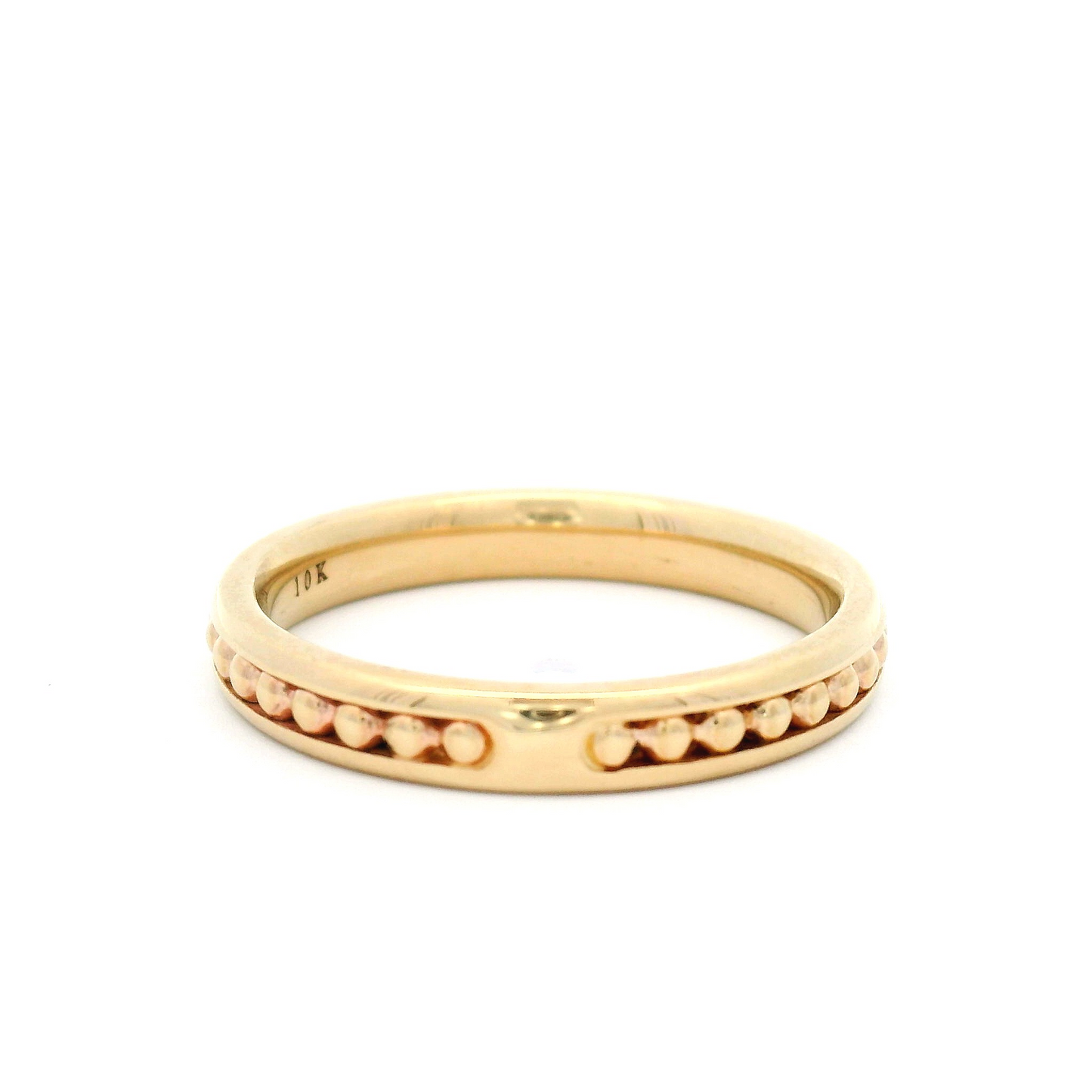 10k Yellow Inlayed Beaded Band
