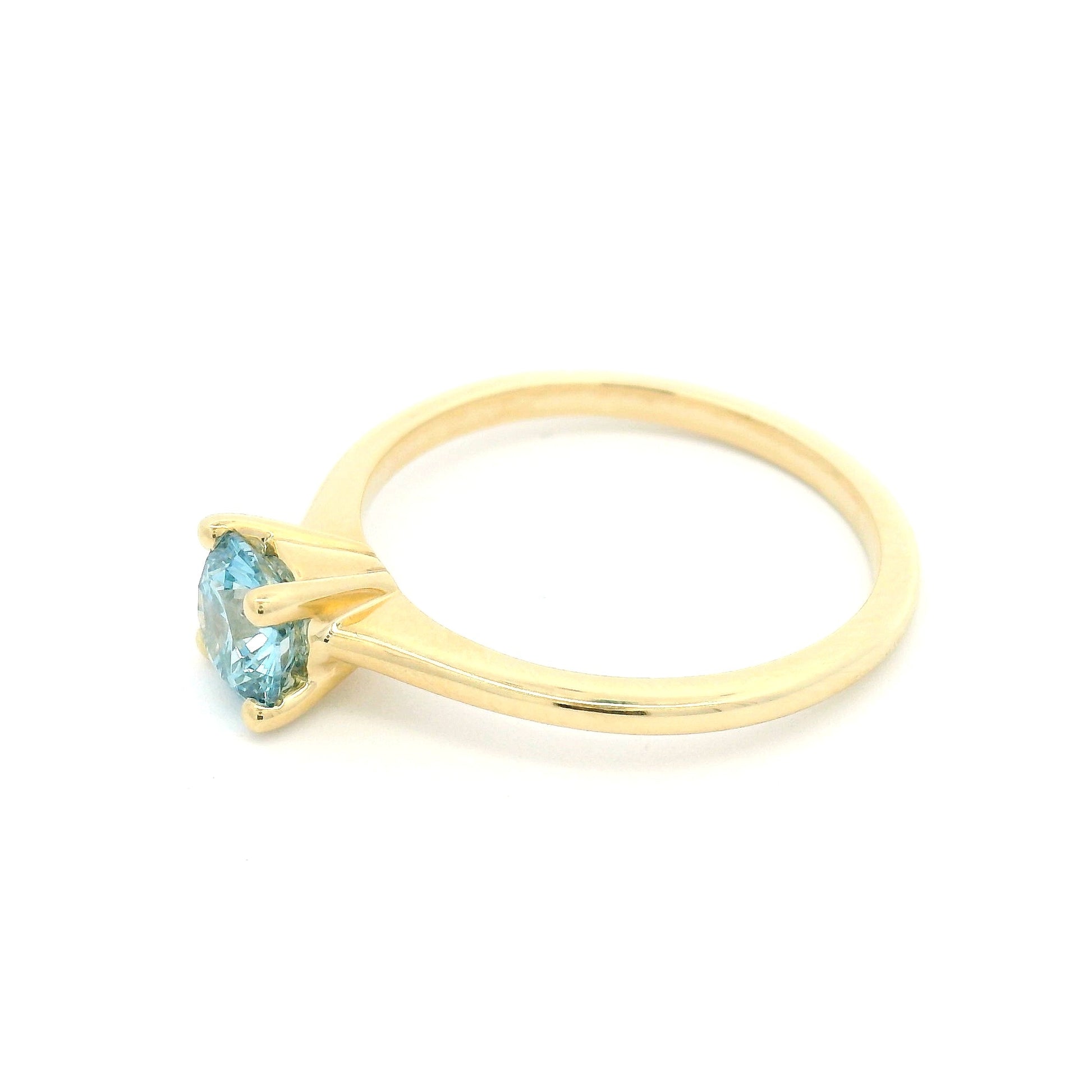 10k Yellow Gold Solitaire with 0.70ct Lab-Grown Blue Diamond