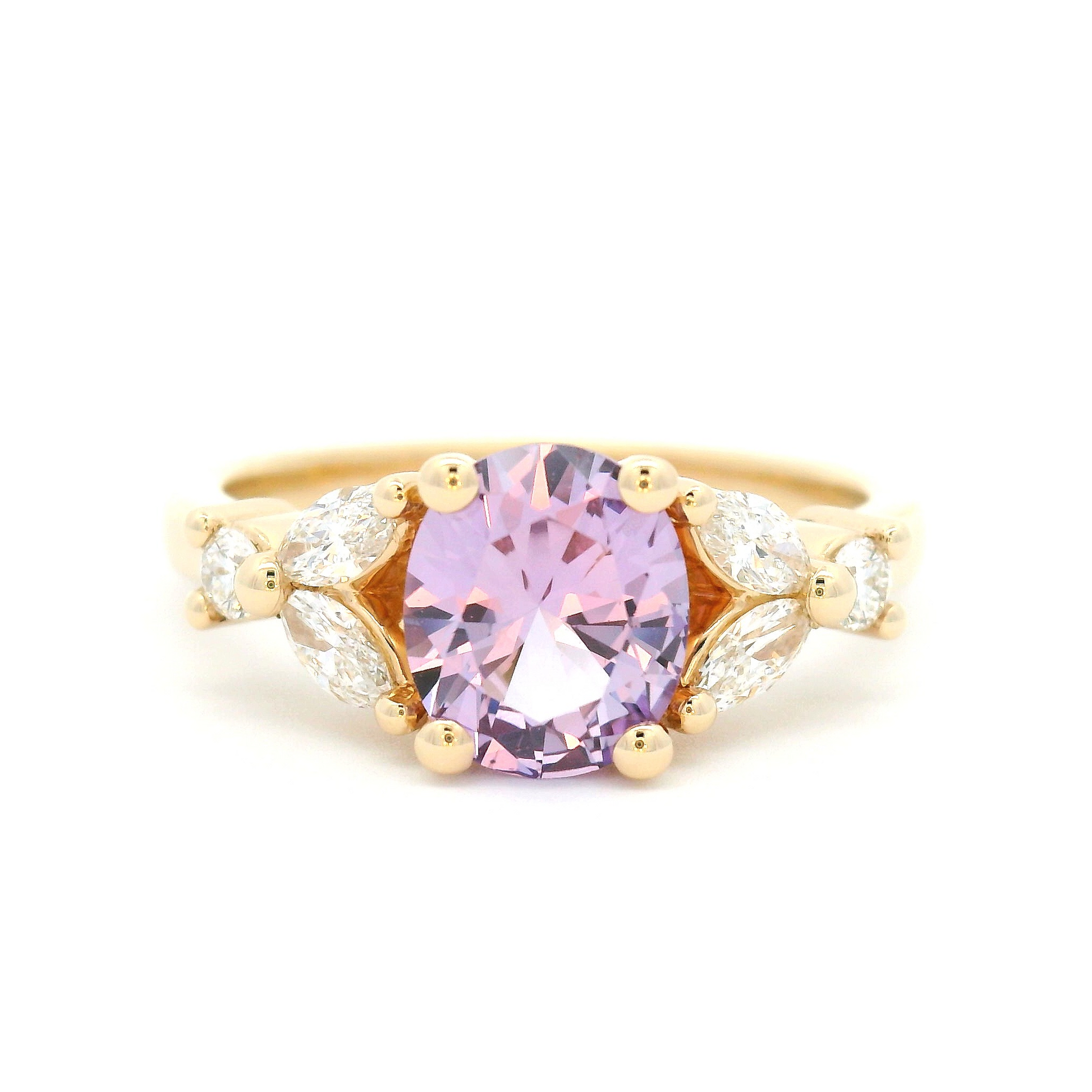 14k Yellow Ring 1.37ct Oval Pink Sapphire and Accent Diamonds