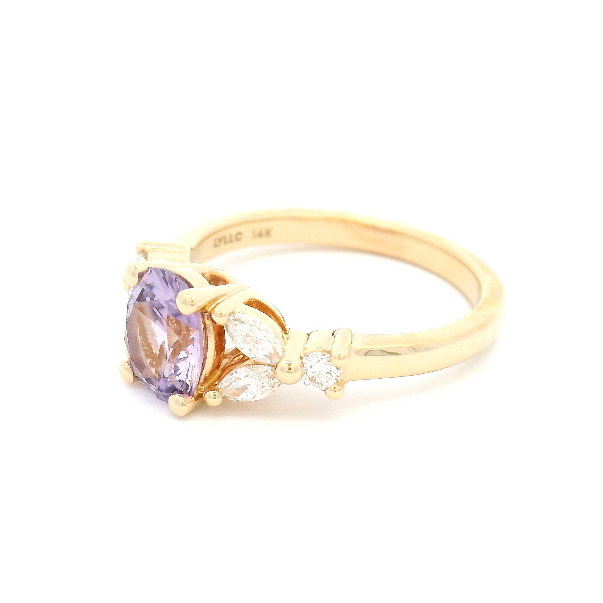 14k Yellow Ring 1.37ct Oval Pink Sapphire and Accent Diamonds
