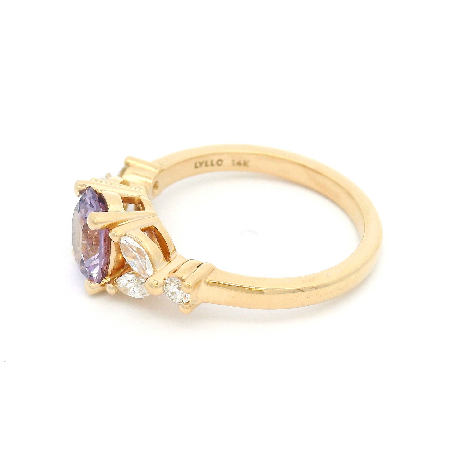 14k Yellow Ring 1.37ct Oval Pink Sapphire and Accent Diamonds