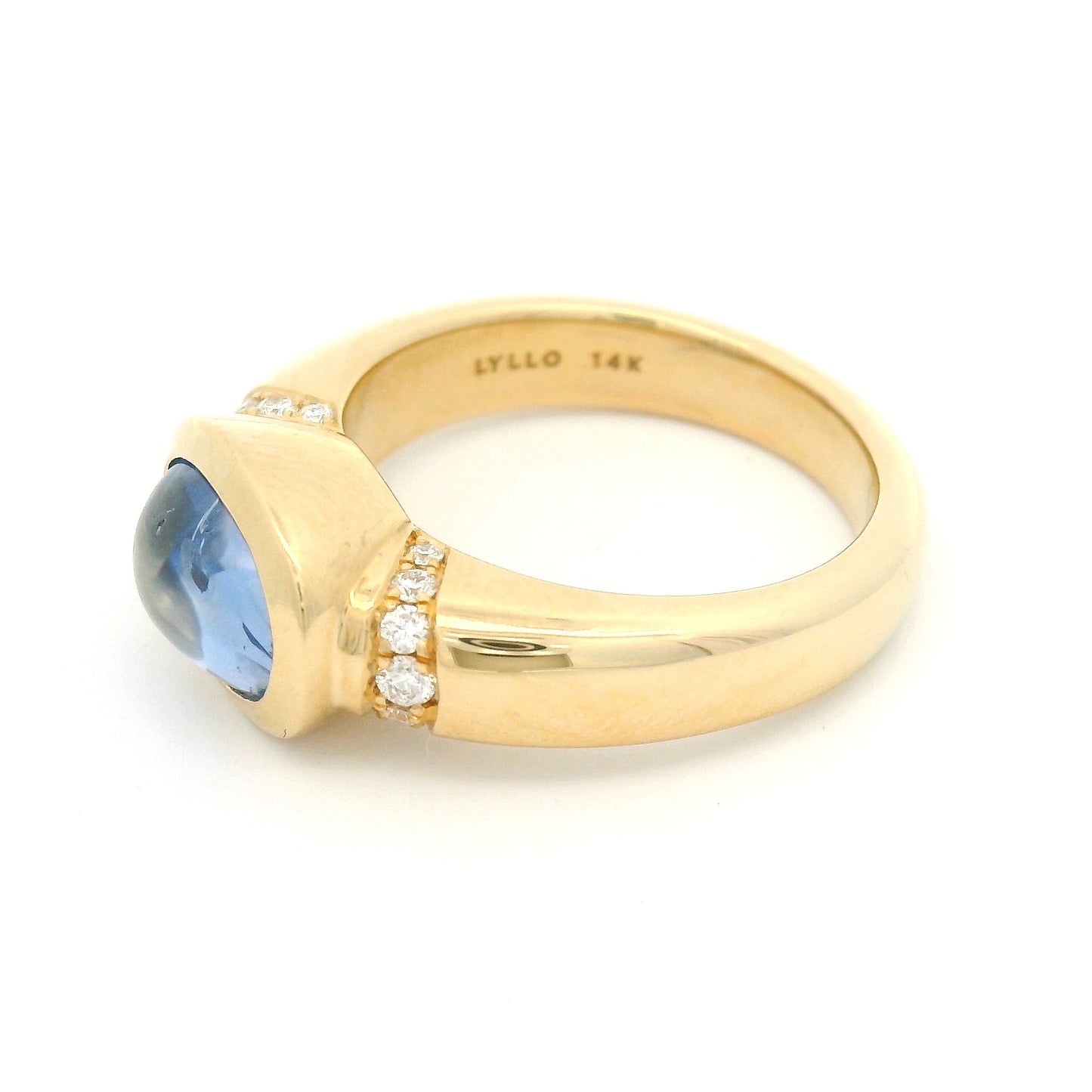 14k Yellow Ring with Natural 2.58ct Oval Blue Sapphire and Accent Diamonds