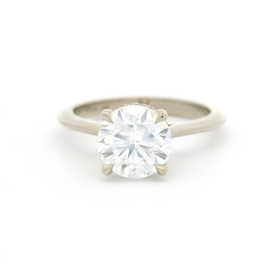 14k White Solitaire with 1.5ct Lab-Grown Diamond and Lab Diamond Hidden Halo