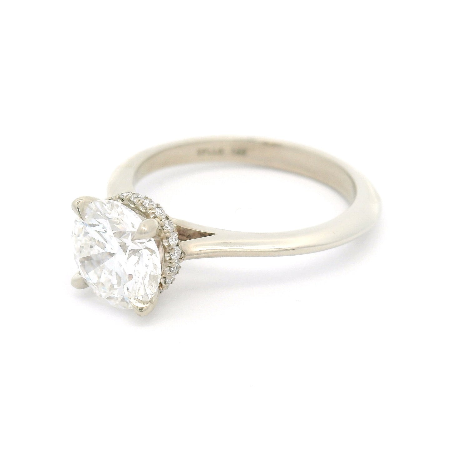 14k White Solitaire with 1.5ct Lab-Grown Diamond and Lab Diamond Hidden Halo
