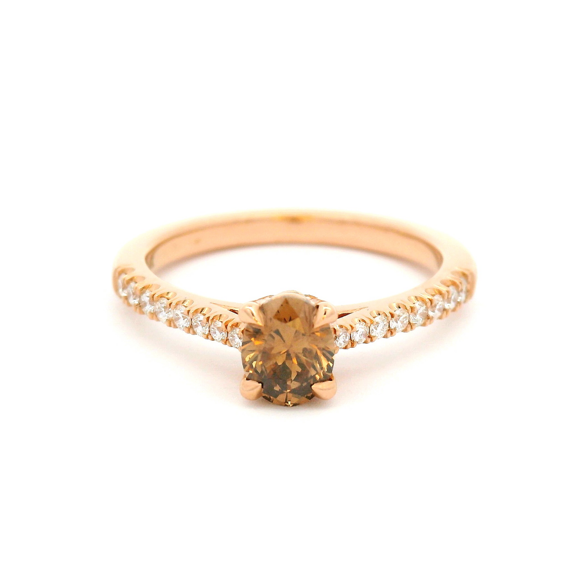 14k Rose Gold Natural Fancy Brown Diamond Engagement Ring