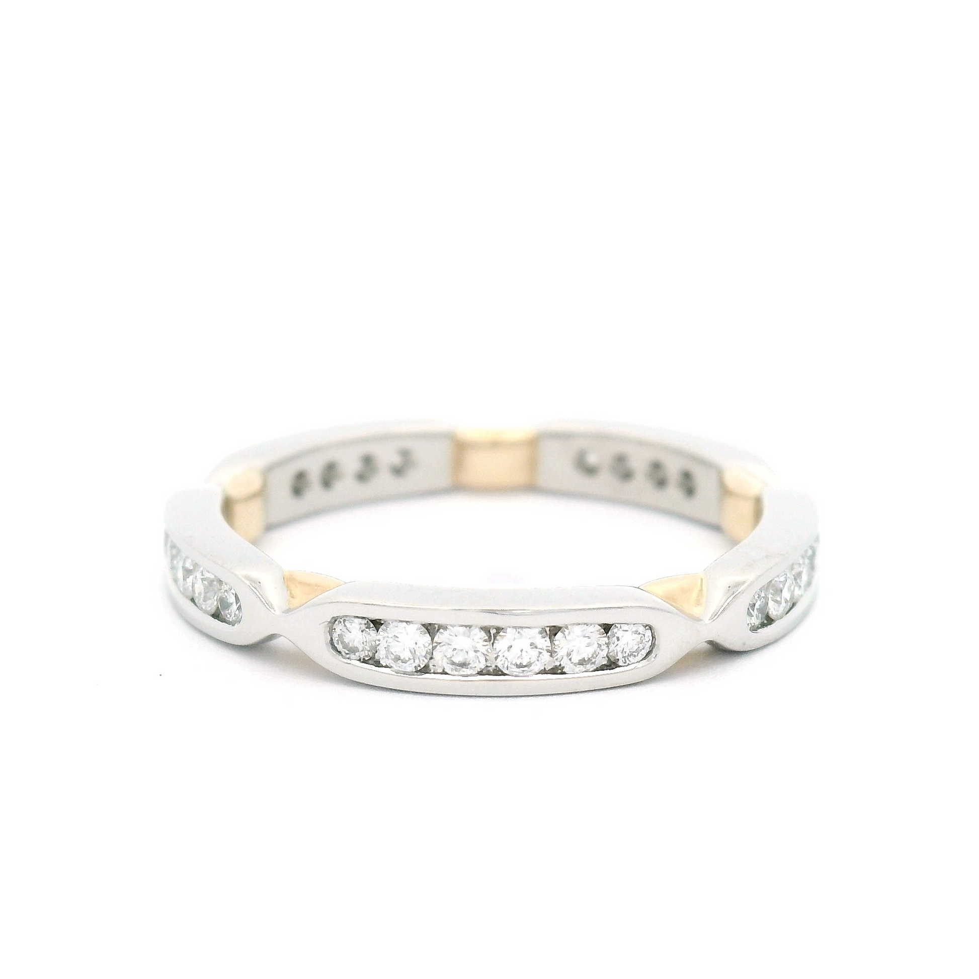 Platinum and 14k yellow eternity band with 0.37cts total weight channel-set  diamonds.
